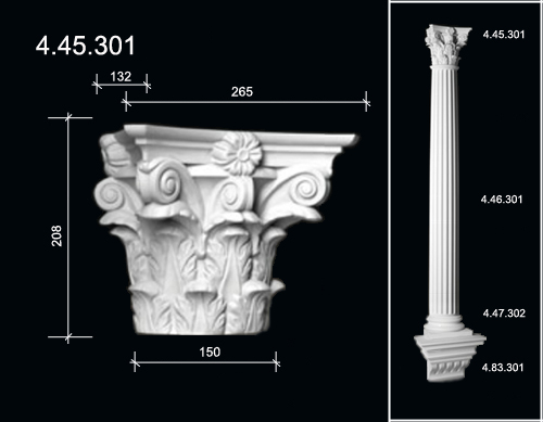 4.45.301 Poliuretāna puskolonnas kapitelis