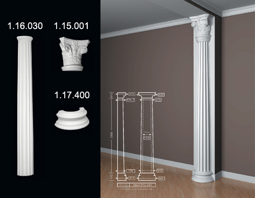 1.16.030 / 1.15.001 / 1.17.400 Polyurethane half column