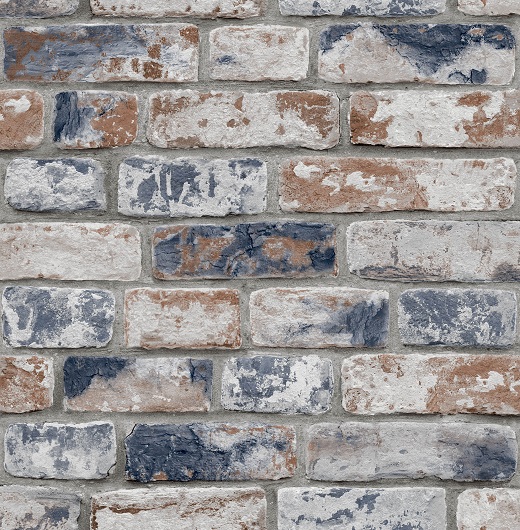 108596 Distressed Brick Navy Red wallpaper