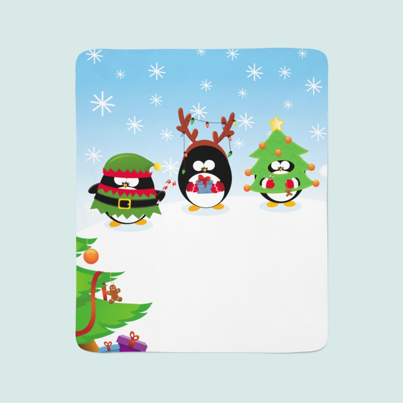 Fleece Blanket Christmas Penguins