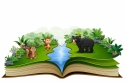 Open book with the animal cartoon 1